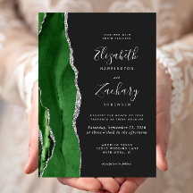 Moderne jager groen zilveren agaat donkere bruilof