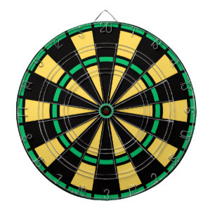 Moderne Jamaica Kleuren Zwart Groen en Goud Dartbord