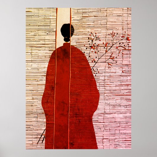Moderne Japan-Inspireerde Silhouet met Bessen Poster (Voorkant)