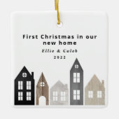 Moderne Japandi 1e Kerstdag Scandinavische huizen  Keramisch Ornament (Voorkant)