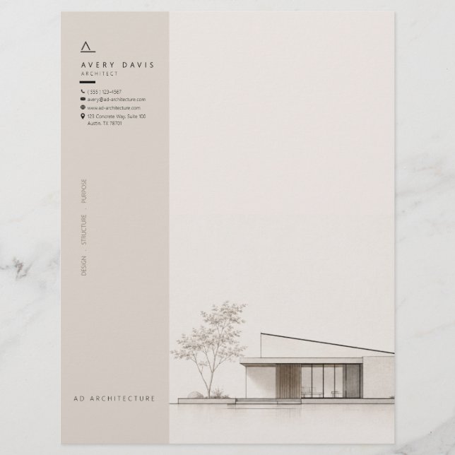 Moderne Japandi-architect Briefhoofd (Voorkant)