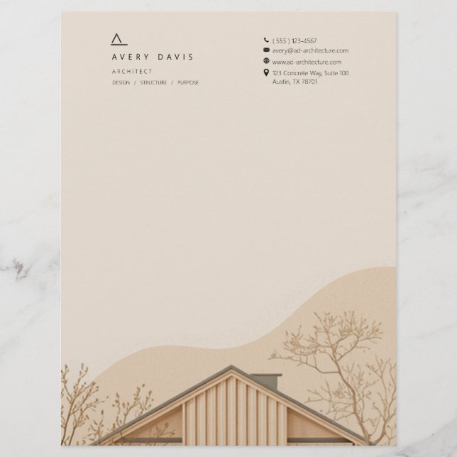 Moderne Japandi-architect Briefhoofd (Voorkant)