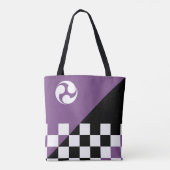Moderne Japanse Checker en Mitsudomoe Patroon Tote Bag (Achterkant)