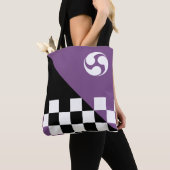 Moderne Japanse Checker en Mitsudomoe Patroon Tote Bag (Dichtbij)