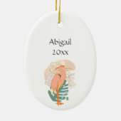 Moderne Japanse haron en bloemen kerst Keramisch Ornament (Achterkant)