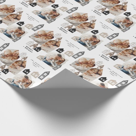 Moderne Japanse Kerstmis Scandinavische huizen 3 f Cadeaupapier (Hoek)