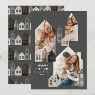 Moderne Japanse Kerstmis Scandinavische huizen 3 f Feestdagenkaart