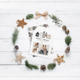 Moderne Japanse Kerstmis Scandinavische huizen 3 f Feestdagenkaart