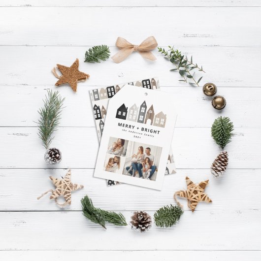 Moderne Japanse Kerstmis Scandinavische huizen 3 f Feestdagenkaart