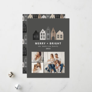 Moderne Japanse Kerstmis Scandinavische huizen 3 f Feestdagenkaart