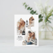 Moderne Japanse Kerstmis Scandinavische huizen 3 f Feestdagenkaart (Staand voorkant)