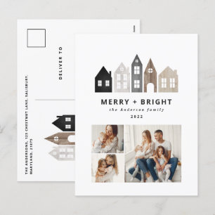 Moderne Japanse Kerstmis Scandinavische huizen 3 f Feestdagenkaart