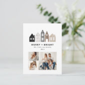 Moderne Japanse Kerstmis Scandinavische huizen 3 f Feestdagenkaart (Staand voorkant)