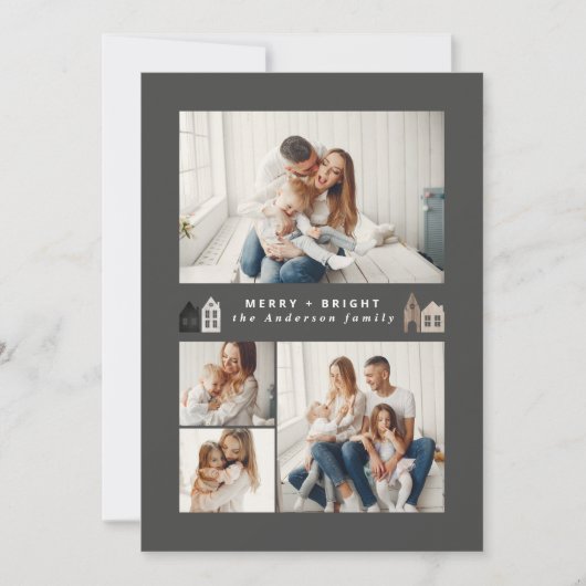 Moderne Japanse Kerstmis Scandinavische huizen Feestdagenkaart (Voorkant)