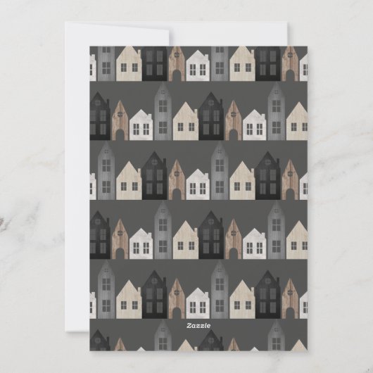 Moderne Japanse Kerstmis Scandinavische huizen Feestdagenkaart (Achterkant)