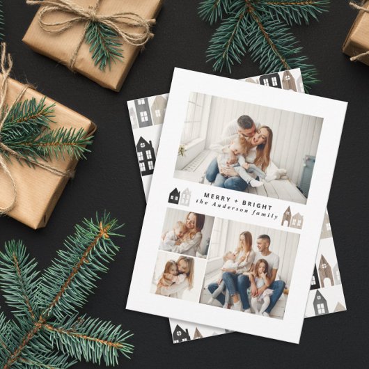 Moderne Japanse Kerstmis Scandinavische huizen Feestdagenkaart