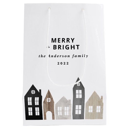 Moderne Japanse Kerstmis Scandinavische huizen sti Medium Cadeauzakje (Achterkant)