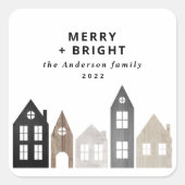 Moderne Japanse Kerstmis Scandinavische huizen sti Vierkante Sticker (Voorkant)