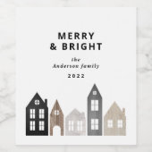 Moderne Japanse Kerstmis Scandinavische huizen sti Wijn Etiket (Enkel label)