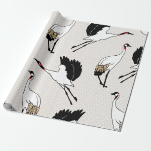 Moderne Japanse kranen & Taupe Scallops Cadeaupapier