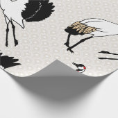 Moderne Japanse kranen & Taupe Scallops Cadeaupapier (Hoek)