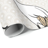 Moderne Japanse kranen & Taupe Scallops Cadeaupapier (Rol Hoek)