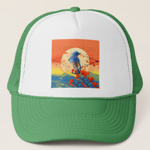 Moderne Japanse Natuur Vogel In Bloeiende Landscha Trucker Pet