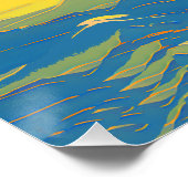 Moderne japanse Natuur vogel in bloesemlandschap Perfect Poster (Hoek)