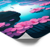 Moderne Japanse Tuin Kersenbloesem Kunst Poster (Hoek)