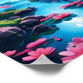 Moderne Japanse Tuin Kersenbloesem Kunst Poster (Hoek)