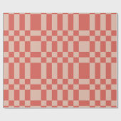 Moderne jaren '90 Perzik & Koraal Geruit Cadeaupapier (Vlak)