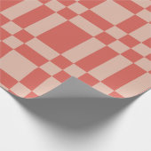 Moderne jaren '90 Perzik & Koraal Geruit Cadeaupapier (Hoek)