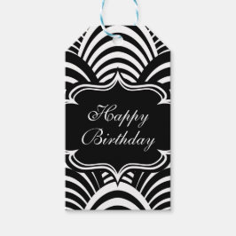 Moderne Jazz Age Elegante Zwart en Wit 1920s Cadeaulabel