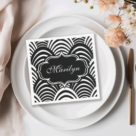 Moderne Jazz Age Elegante Zwart-Wit Jaren 20 Servet