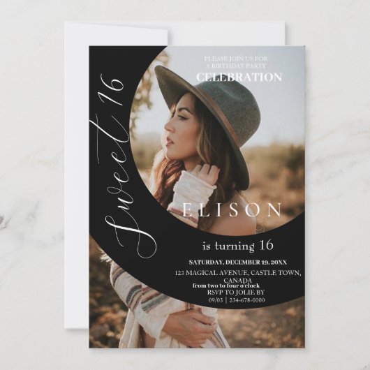 Moderne jeugd 2 Foto Script Sweet 16 Verjaardag Kaart (Voorkant)