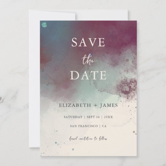 Moderne Jewel Tones Boho Bruiloft Save The Date Kaart (Voorkant)