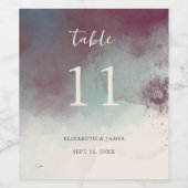Moderne Jewel Tones Boho Bruiloft Tafelnummer Wijn Etiket (Enkel label)