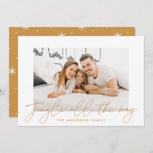 Moderne Jingle helemaal goud script foto Feestdagenkaart (Voorkant / Achterkant)