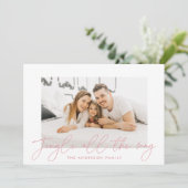 Moderne Jingle helemaal roze script foto Feestdagenkaart (Staand voorkant)