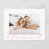 Moderne Jingle helemaal roze script foto Feestdagenkaart (Voorkant)