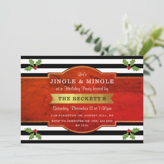 Moderne Jingle & Mingle Feestelijke Party Kaart (Staand voorkant)