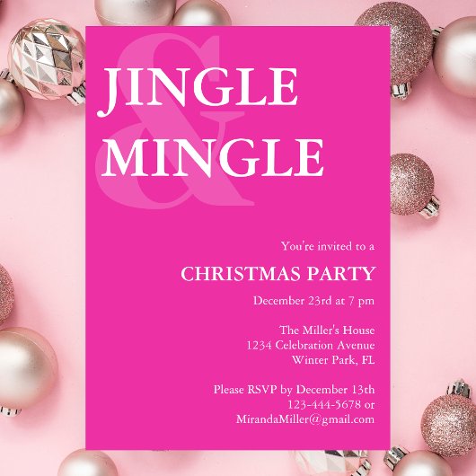 Moderne Jingle Mingle Levendig Roze Kerstfeest Kaart