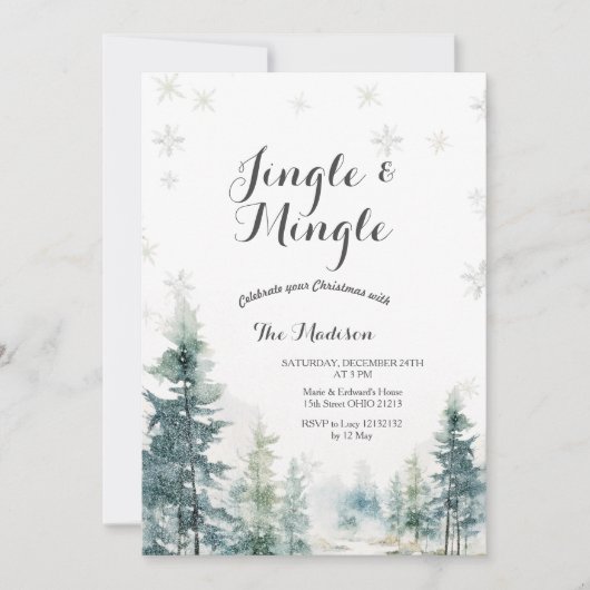 Moderne Jingle & Mingle Winter Party uitnodiging (Voorkant)