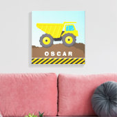 MODERNE jongen helder geel dump truck constructie Canvas Afdruk (Insitu (Woonkamer))