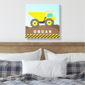MODERNE jongen helder geel dump truck constructie Canvas Afdruk (Insitu (Slaapkamer))