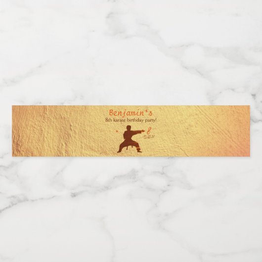 Moderne Jongen Martial Arts Karate Verjaardag Waterfles Etiket (Enkel label)