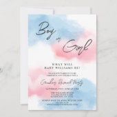 Moderne Jongen of Meisje Gender Reveal Party Kaart (Voorkant)