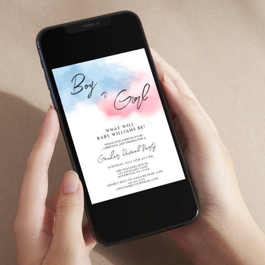 Moderne Jongen of Meisje Gender Reveal Party Kaart