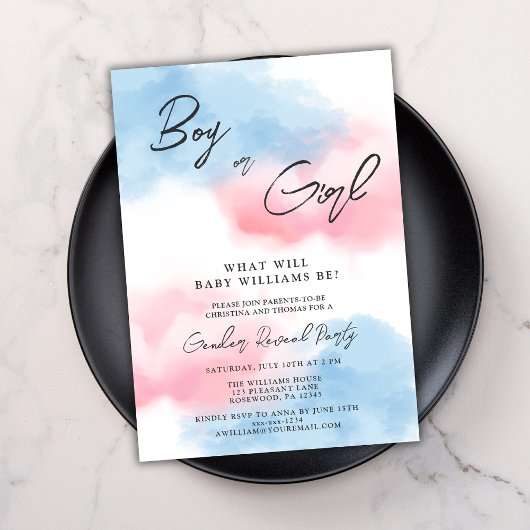 Moderne Jongen of Meisje Gender Reveal Party Kaart