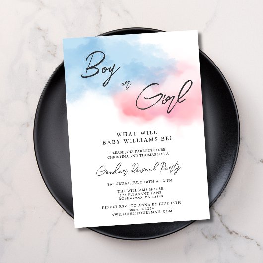 Moderne Jongen of Meisje Gender Reveal Party Kaart